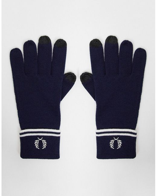 Fred Perry 100 merino wool touch screen gloves in