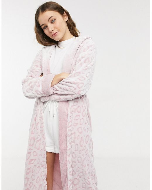 Loungeable cozy animal print embossed robe in