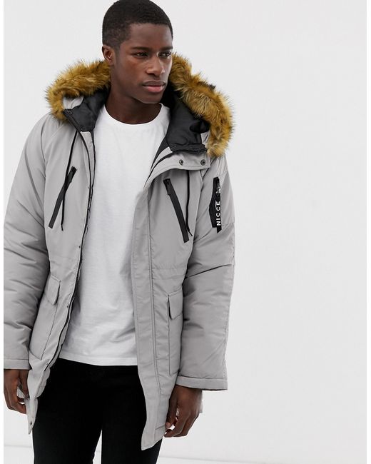Nicce parka in with faux fur hood