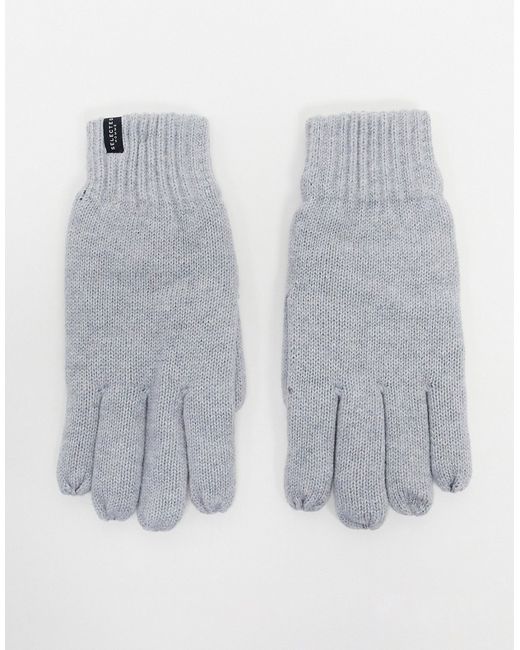 Selected Homme knitted gloves in gray-