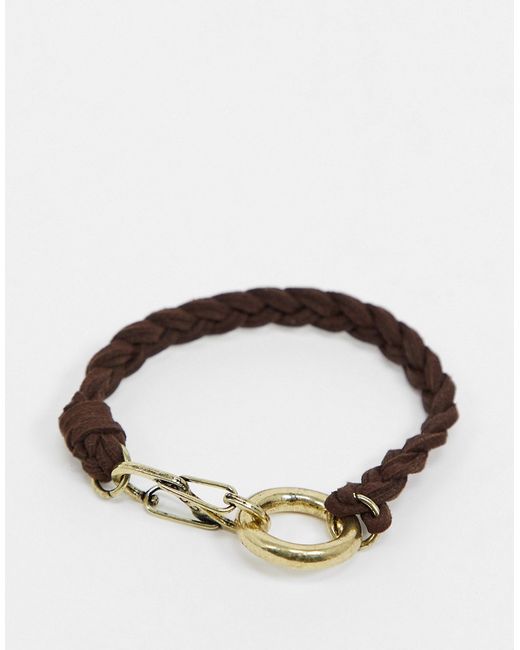 Icon Brand braided bracelet in with gold clasp detail