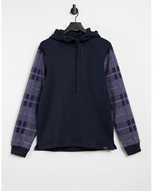 Only & Sons hoodie with plaid sleeves in