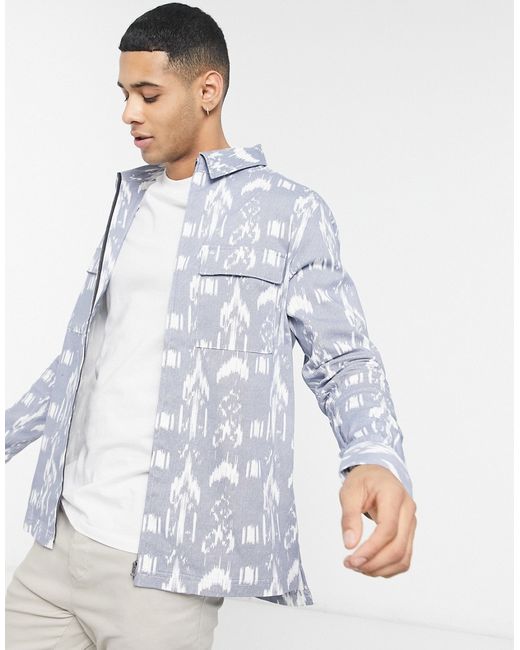 Native Youth Shakur coordinating jacket in blue print-