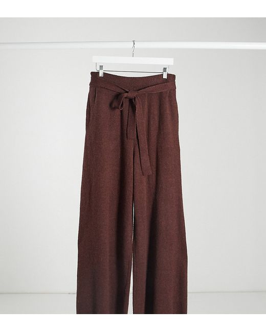 Native Youth relaxed wide leg pants with tie waist set in chestnut-
