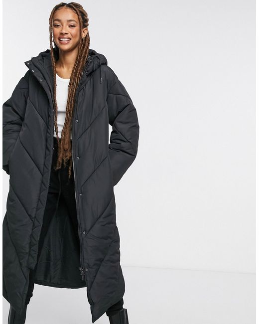 Monki Daniella recycled padded coat in dark