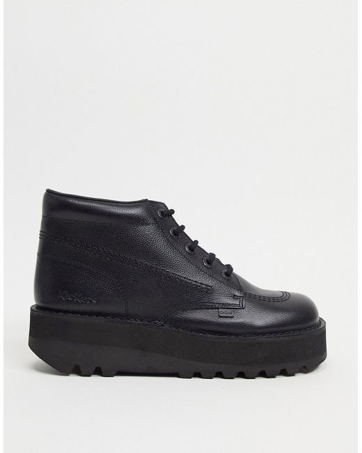 Kickers hi stack platform boots in leather