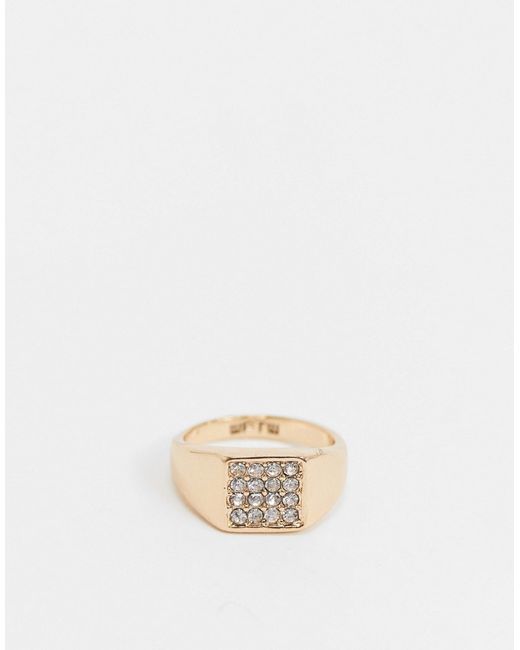 Wftw signet ring in with rhinestone detail