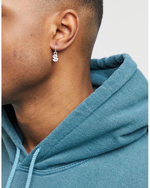 Wftw hoop earrings in with dollar sign charms