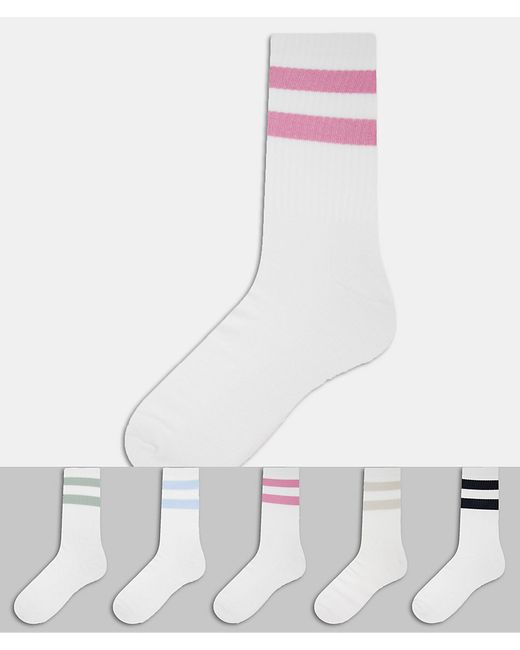 New Look 5 pack sport socks with pattern in