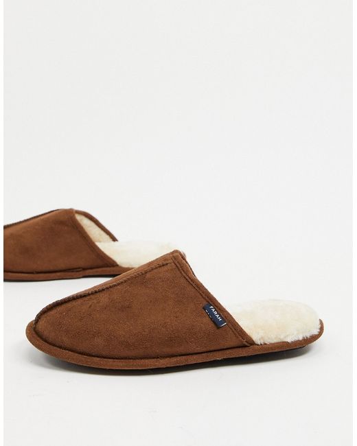 Farah mule slippers in chestnut-