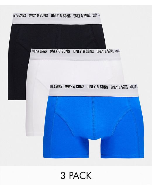 Only & Sons 3-pack boxer briefs in white blue