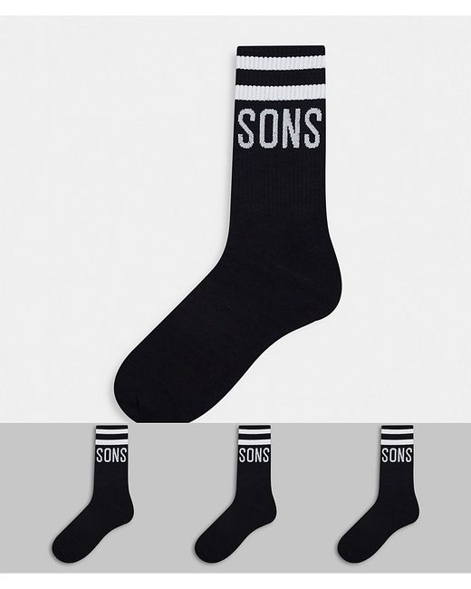 Only & Sons 3-pack sport socks with logo in