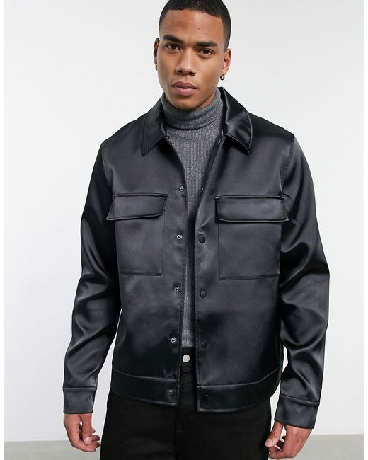 Asos Design harrington jacket in satin fabric