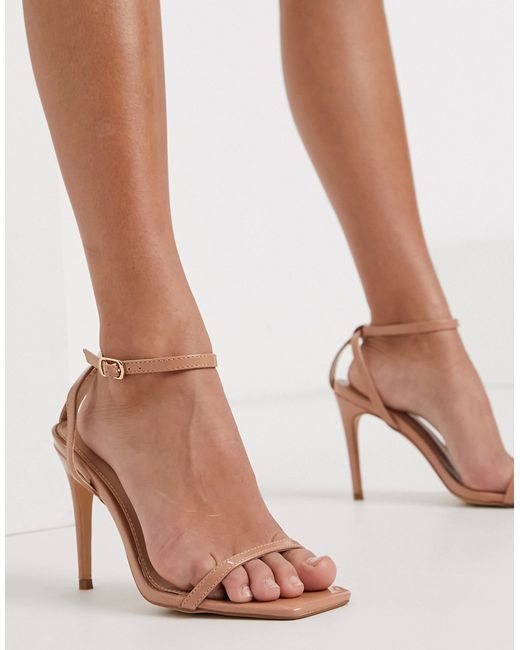 Glamorous barely there heeled sandals in patent