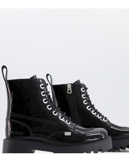 Kickers Exclusive Kizzie ankle boots in patent croc