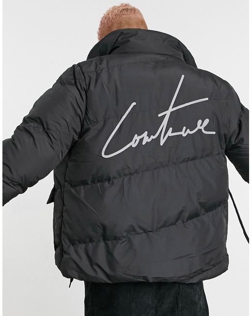 The Couture Club essential signature puffer coat with back logo in