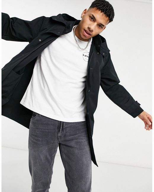 Levi's Mission fishtail hooded parka jacket in caviar