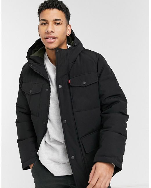 Levi's arctic cloth midweight parka jacket with sherpa lined hood in