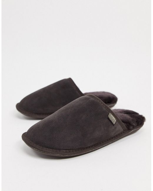 Sheepskin by Totes suede mule slippers in