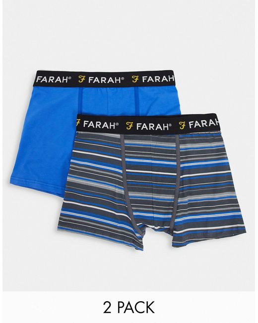Farah Nesham 2 pack boxers in blue plain and stripe-