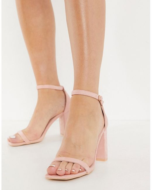 Glamorous heeled sandals with block heels in blush-