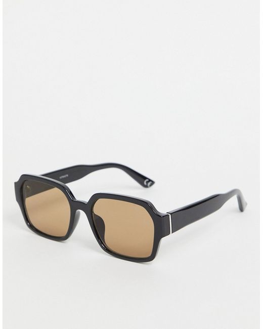 Asos Design square sunglasses in plastic with smoke brown lens