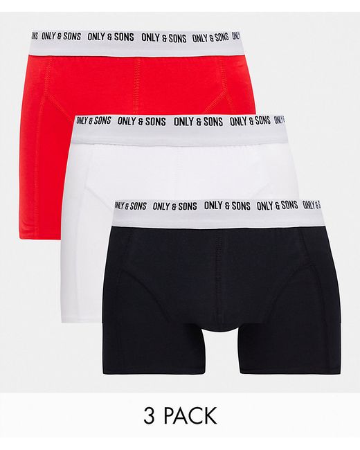 Only & Sons 3-pack boxer briefs in red black