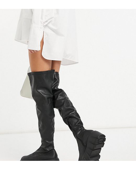 Public Desire Wide Fit Lingo chunky over the knee boots in