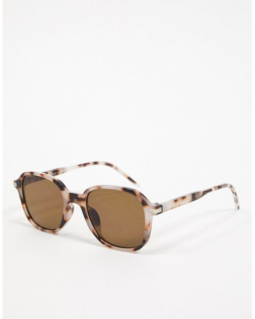 Topman square retro sunglasses in tort-