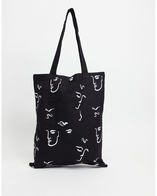 Asos Design heavyweight tote bag in canvas with hand drawn print