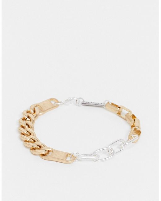 Icon Brand chain bracelet in gold and silver with mixed detail-