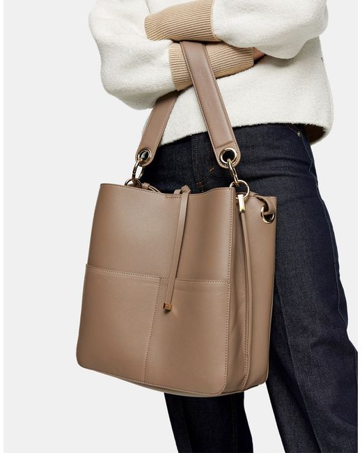 TopShop double strap tote bag in stone-