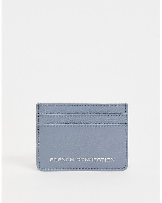 French Connection leather card holder in light blue-