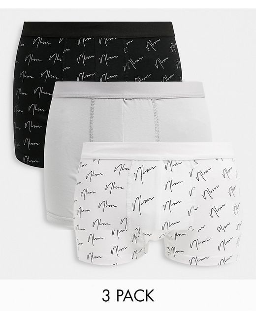 New Look 3-pack NLM boxer briefs in black and white-