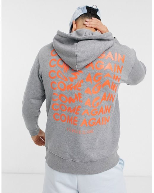 Selected Homme relaxed hoodie with come again back print in