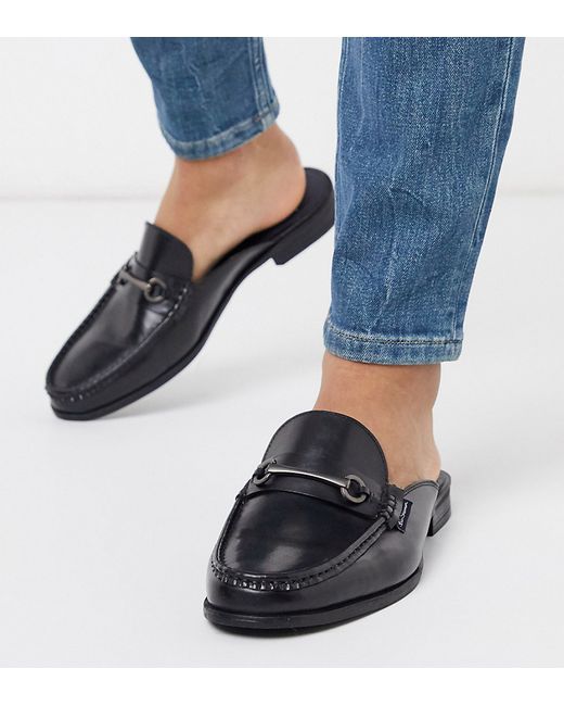 Ben Sherman wide fit leather backless loafer in