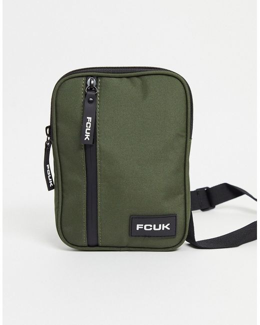 French Connection flight bag in khaki and white-