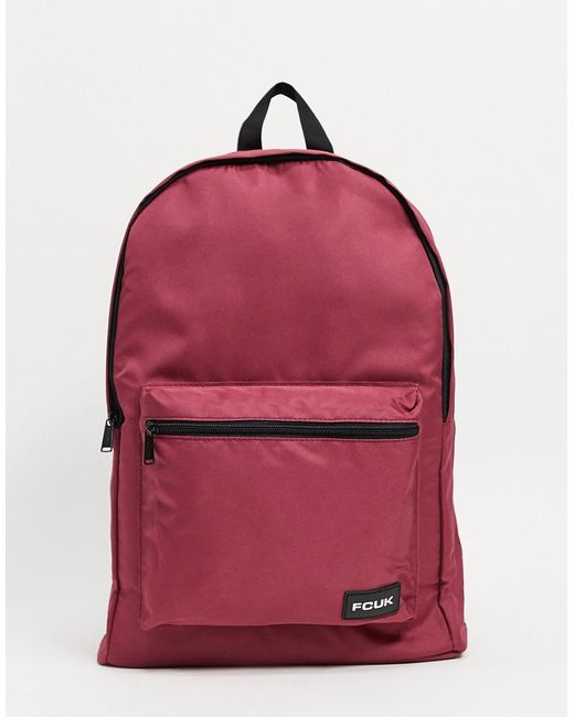 French Connection FCUK logo backpack in burgundy-