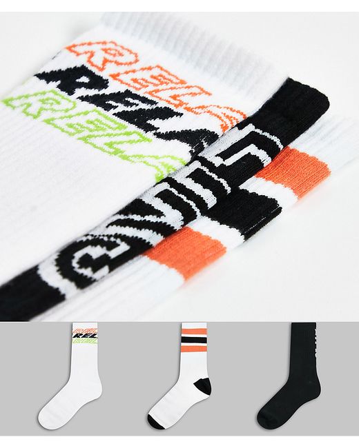 Bershka 3 pack socks with mini prints in black and green-