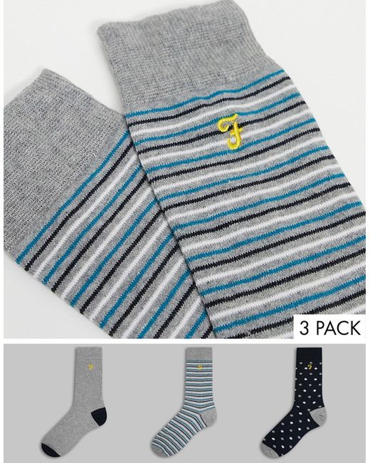 Farah Montfort 3-pack socks in stripe-