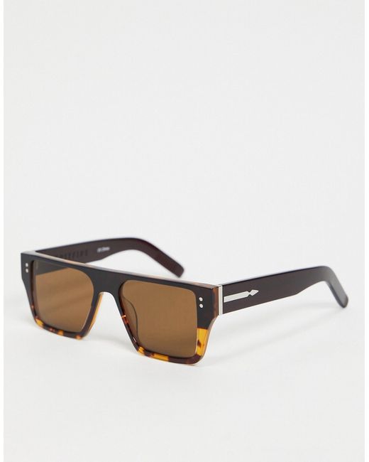 Spitfire Cut Seventeen slim square sunglasses in tort fade