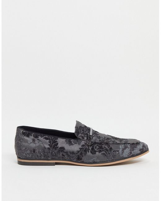 Asos Design loafers in velvet floral design with snaffle-