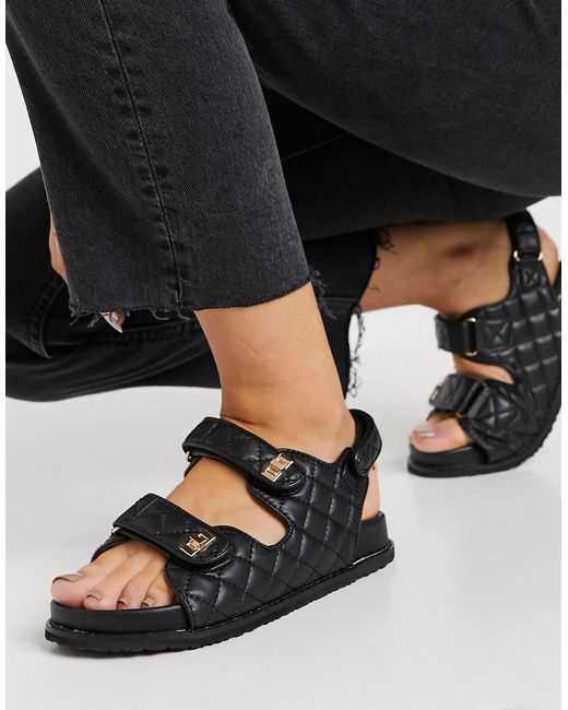 Public Desire Carmen chunky grandad sandals in quilt