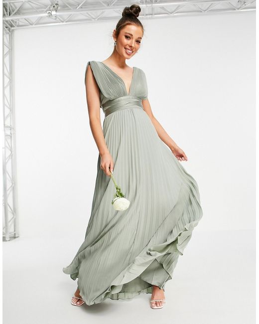 Asos Design Bridesmaid pleated cami maxi dress with satin wrap waist-