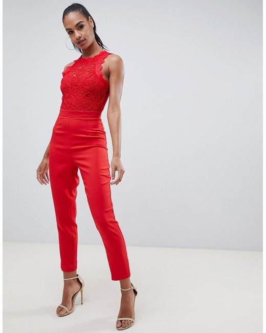 Missguided cornellie lace jumpsuit in