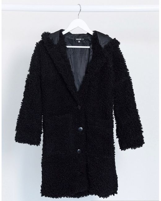 Missguided hooded borg coat in