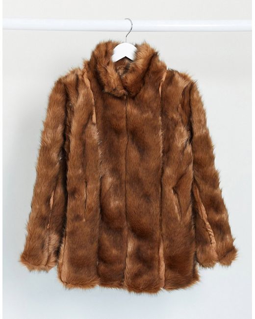 Missguided paneled faux fur coat in
