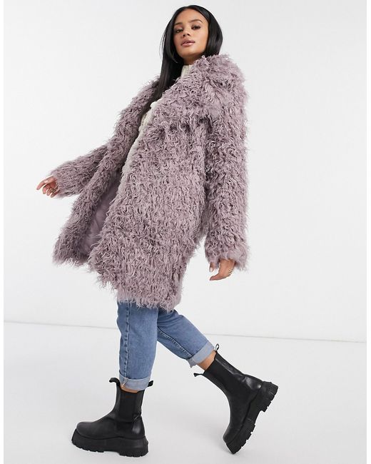 Missguided shaggy faux fur coat in
