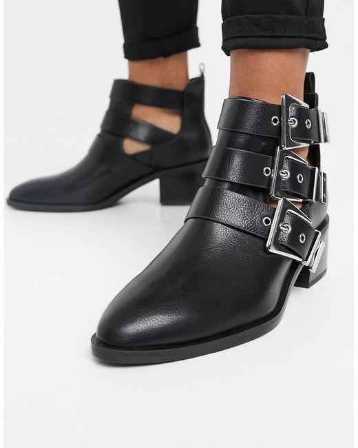 Pull & Bear ankle boot with buckle detail in