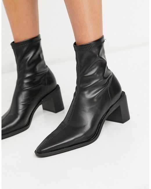 Pull & Bear point toe heeled ankle boot in